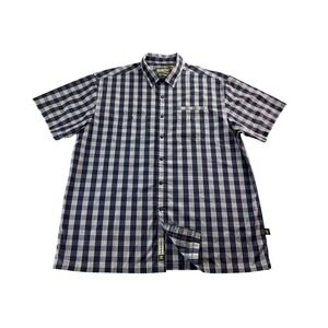 Howler Brothers Mens Plaid Short Sleeve Button Up Shirt Navy White Casual Sz‎ XL